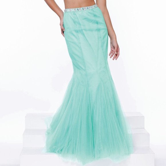 NEW LONG SHEATH TWO PIECES SLEEVELESS DRESS EMBROIDERED WITH RHINESTONES NX 8156 - Picture 5 of 8